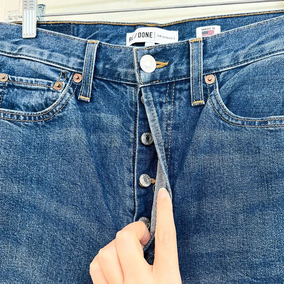 RE/DONE High Rise Skinny Classic Navy Designer Cropped Denim Jeans 29 NWT - Picture 5 of 11
